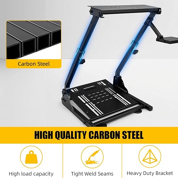 SEEVI Foldable Steering Wheel Stand, Height Adjustable Racing Wheel Stand, Wheel Stand Compatible with Logitech G25 G27 G29 G920, GT Racing Simulator Wheel Stand, Wheel Support and Pedal not Included