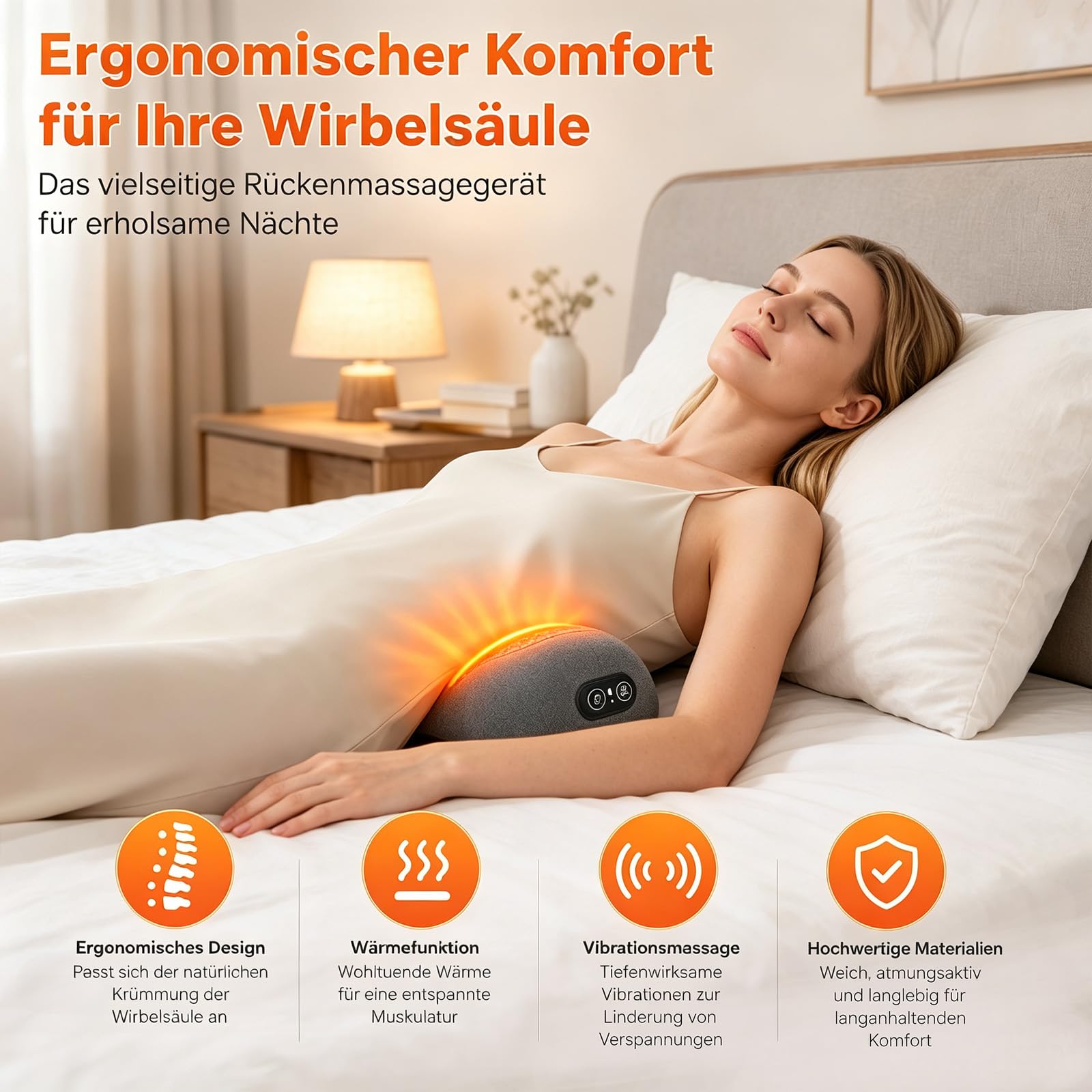 3 In 1 Rückenmassagegerät, Rücken Massage Gerät, Kissen Massagekissen | Massagegerät mit Wärme, Kissen Back Massager mit Intelligentem Steuerschalter, Massage Pad For Nacken, Schultern und Rücken