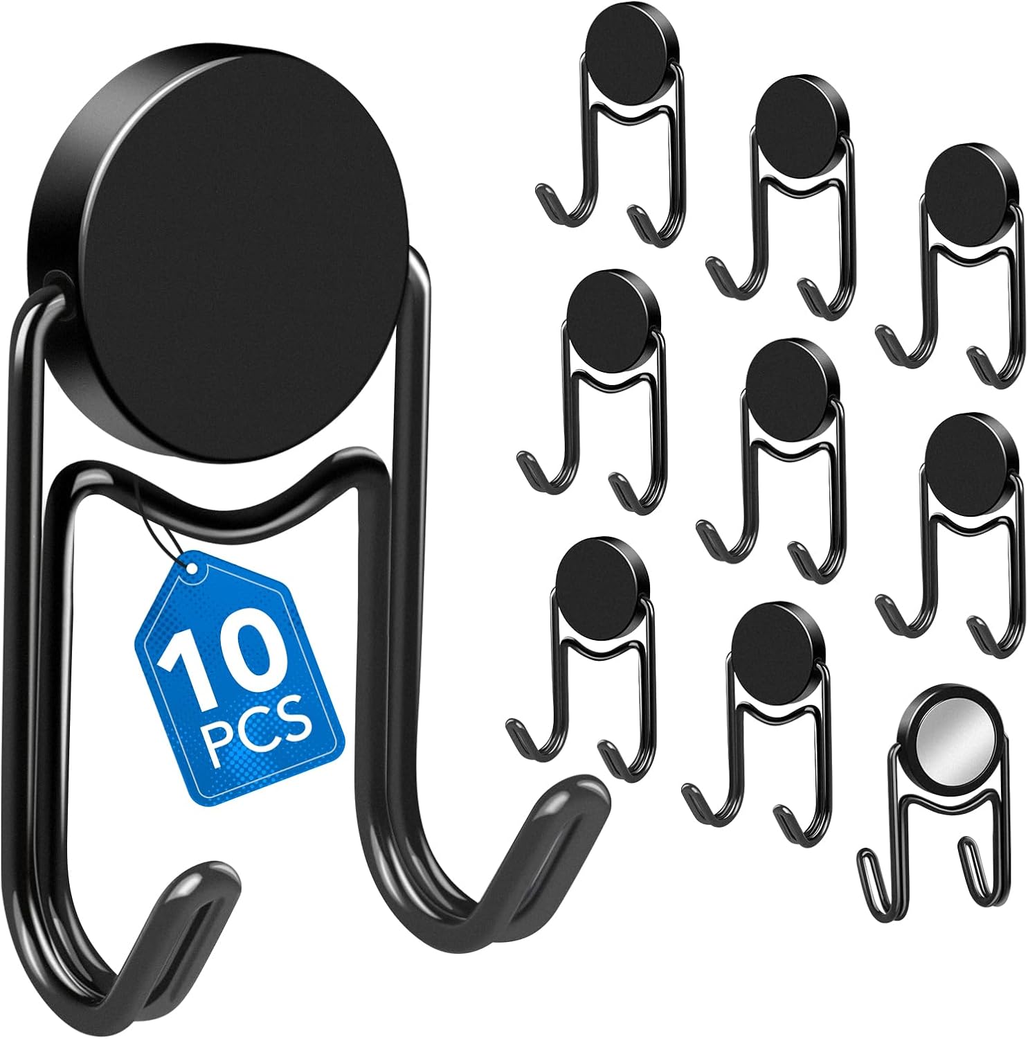 LOVIMAG Black Magnetic Hooks, Cruise Essentials, Cruise Must Haves, 50Lbs Swivel Heavy Duty Magnetic Hooks for Cruise Cabins, Hanging, Refrigerator, Classroom, Grill, and Strong Magnet Hook -10 Pcs