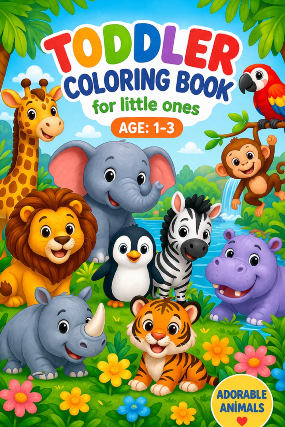 Jumbo Toddler Coloring Book: My First Coloring Book Fun & Easy Animals for Toddlers Ages 1–3