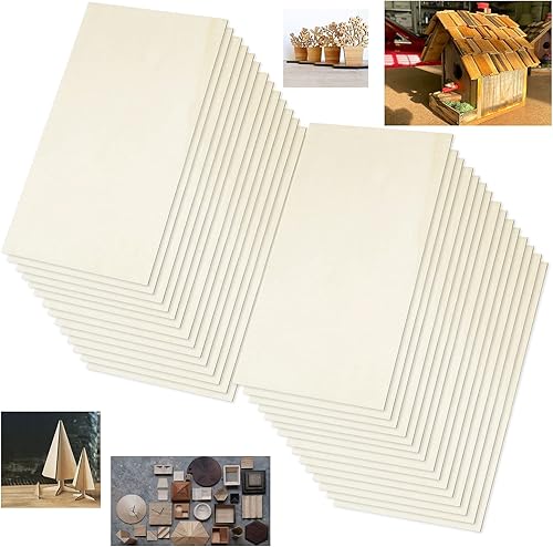 Piezas rectangulares de madera sin terminar de 6 x 12 pulgadas, 25 hojas de tilo en blanco de 1/8 pulgadas para manualidades, fabricación de