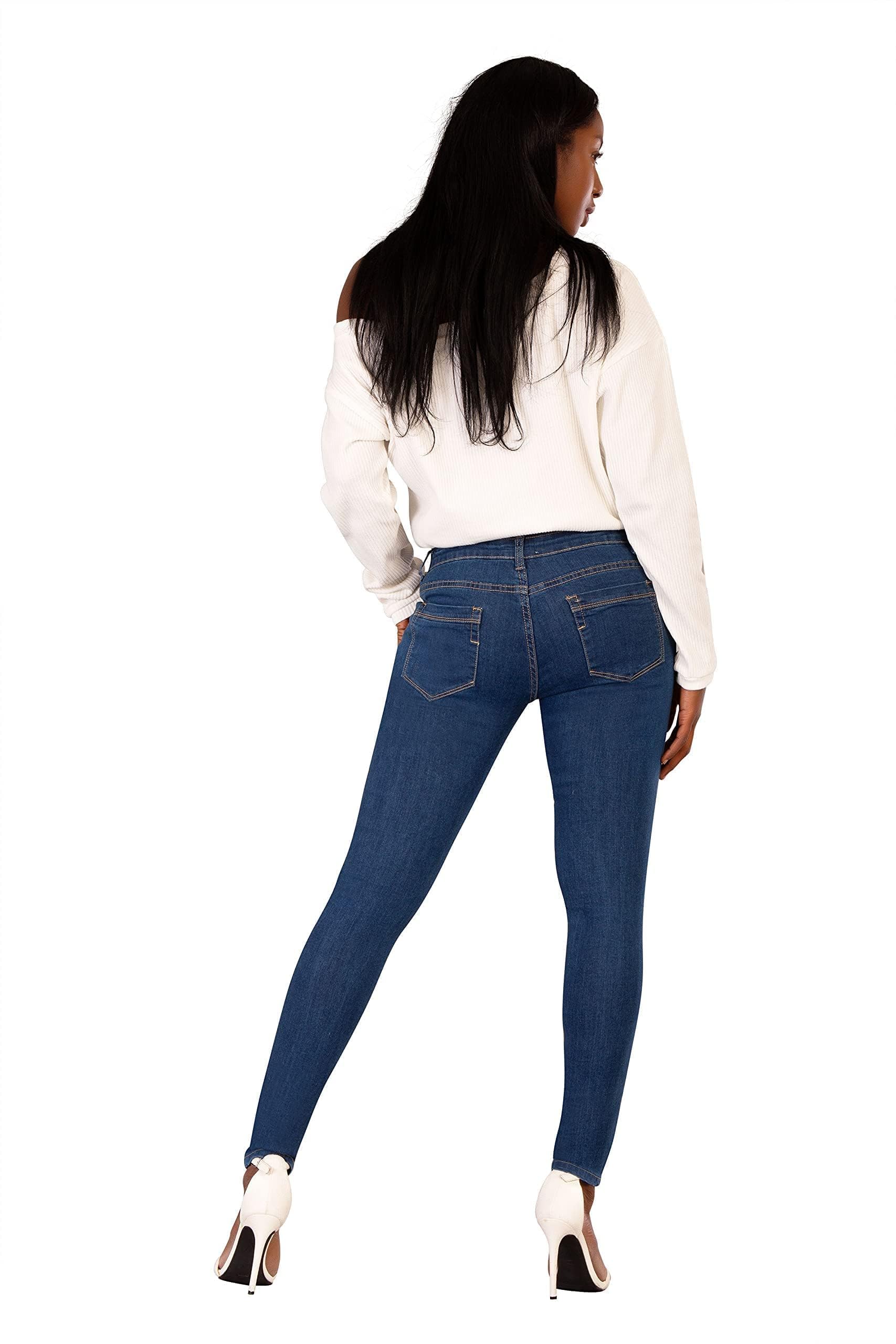 Glook Mujer Pantalones Vaquero Skinny Push Up Pantalones Elástico Jeans Cintura Alta