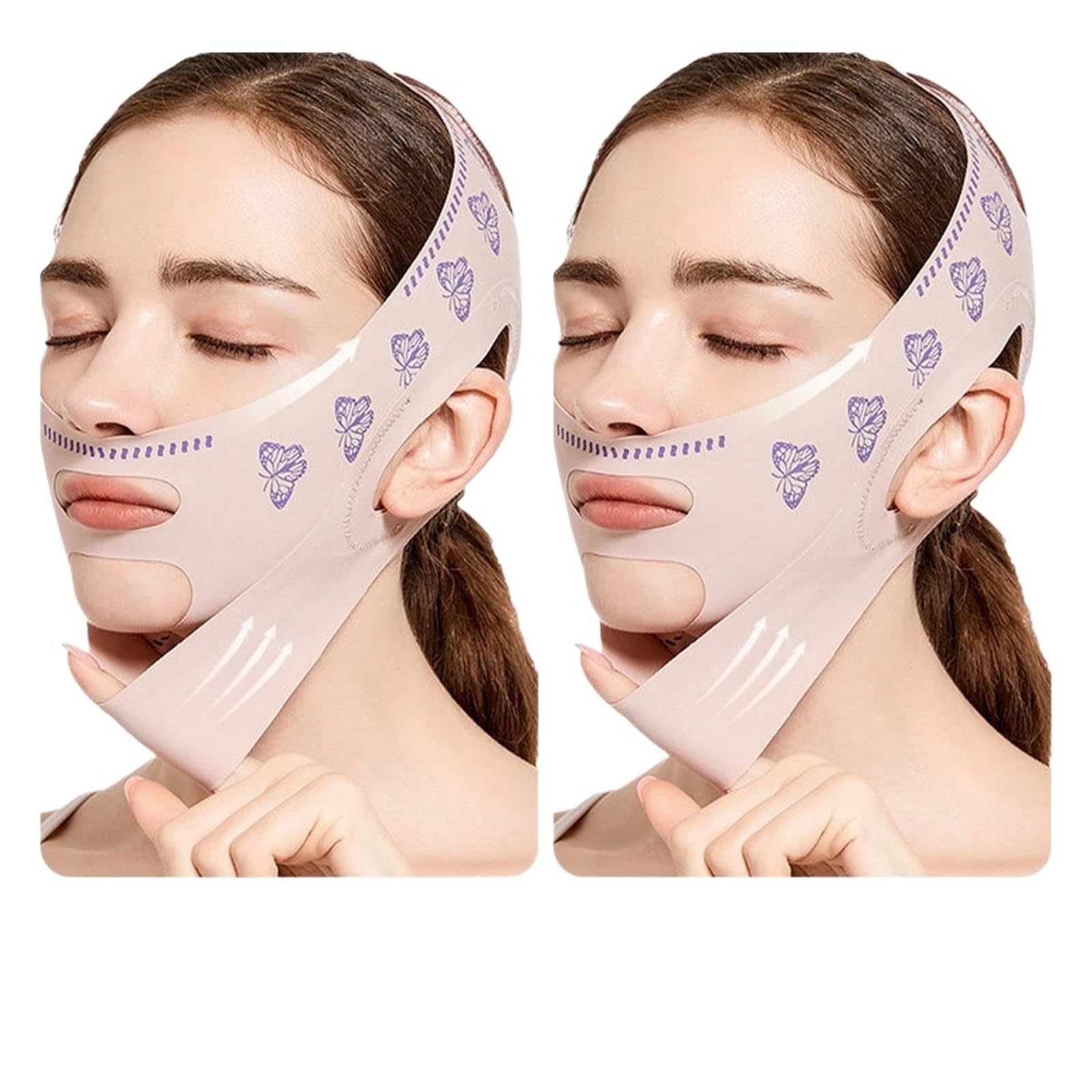 Gesichts Lifting Gürtel Doppelschichtige, verbesserte Kinn-Up-Maske, V-Linie, Facelift, Straffungsmaske, Gesichtslifting-Gürtel, Gesichtsmassagegurt, Hautpflege für Frauen(2pcs - Double Layer)