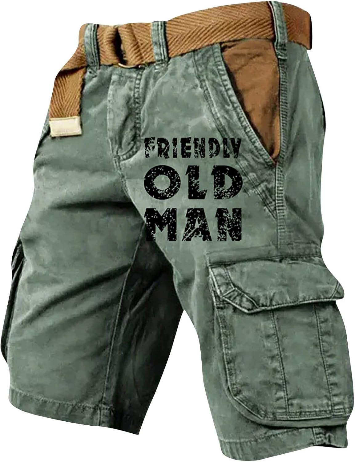 KONG JIMFAN Cargohose Herren Kurz - Stretch Arbeitshorts Mit Reißverschlusstaschen