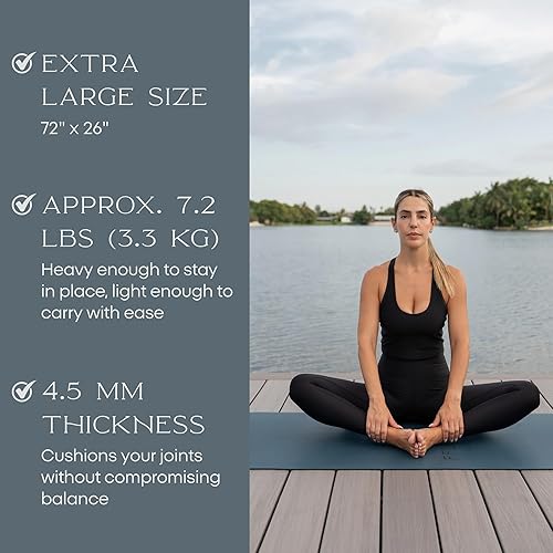 Miniatura 7 de FFLLOOWW BODY & SOUL Tapete de yoga antideslizante de alta calidad para entrenamiento en casa, gimnasio en casa, yoga y pilates, incluye correa