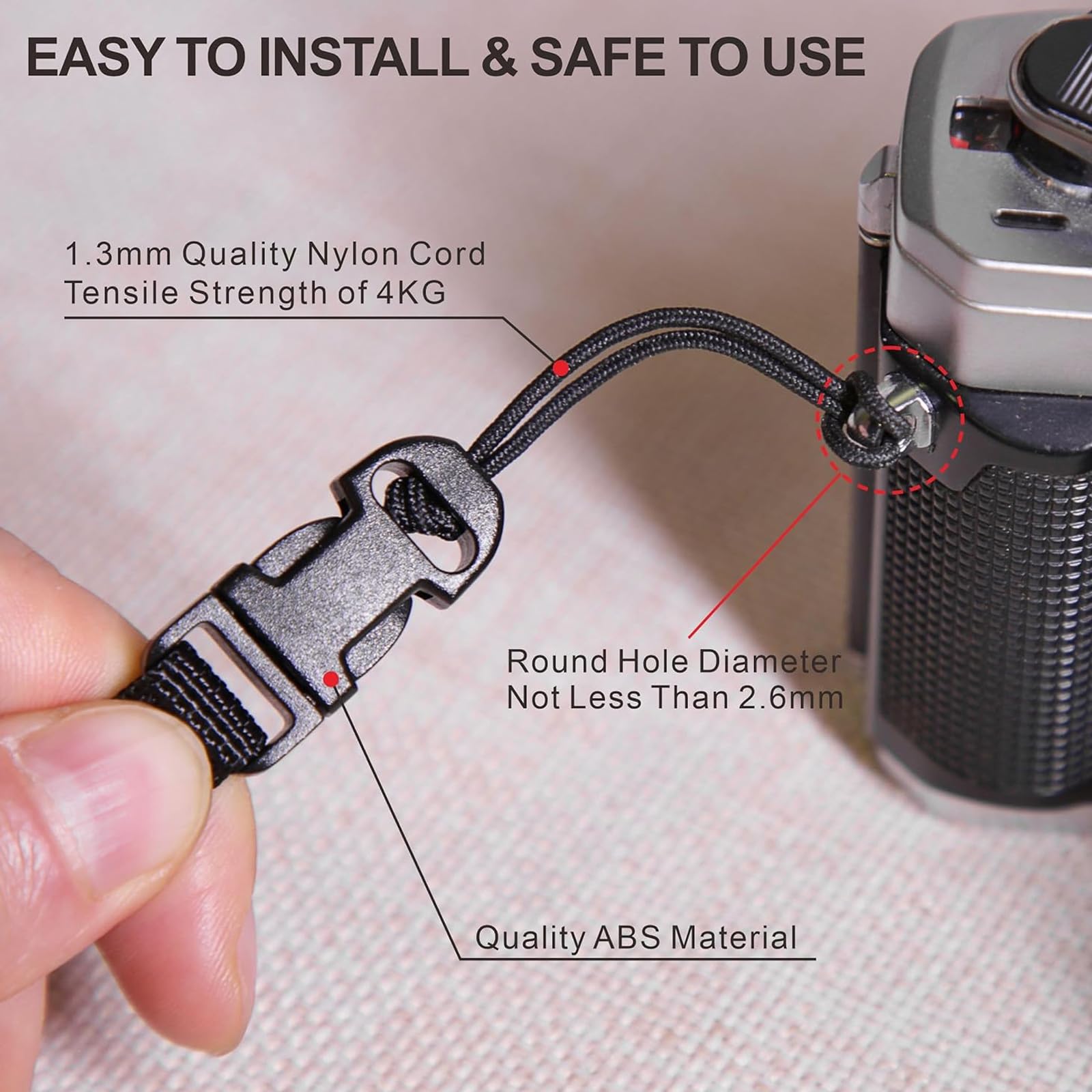JYTDBCS 4 Pcs Black Quick Release Clips Camera Strap QD Loops Connector Adapter - Image 2