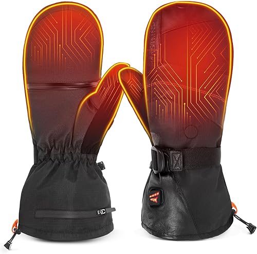KastKing Calido Heated Mittens 7.4V 22.2Wh Battery Rechargeable Heated Gloves for Men & Women, Water-Resistant Fishing Gloves for Ice Fishing Skiing Hiking,L