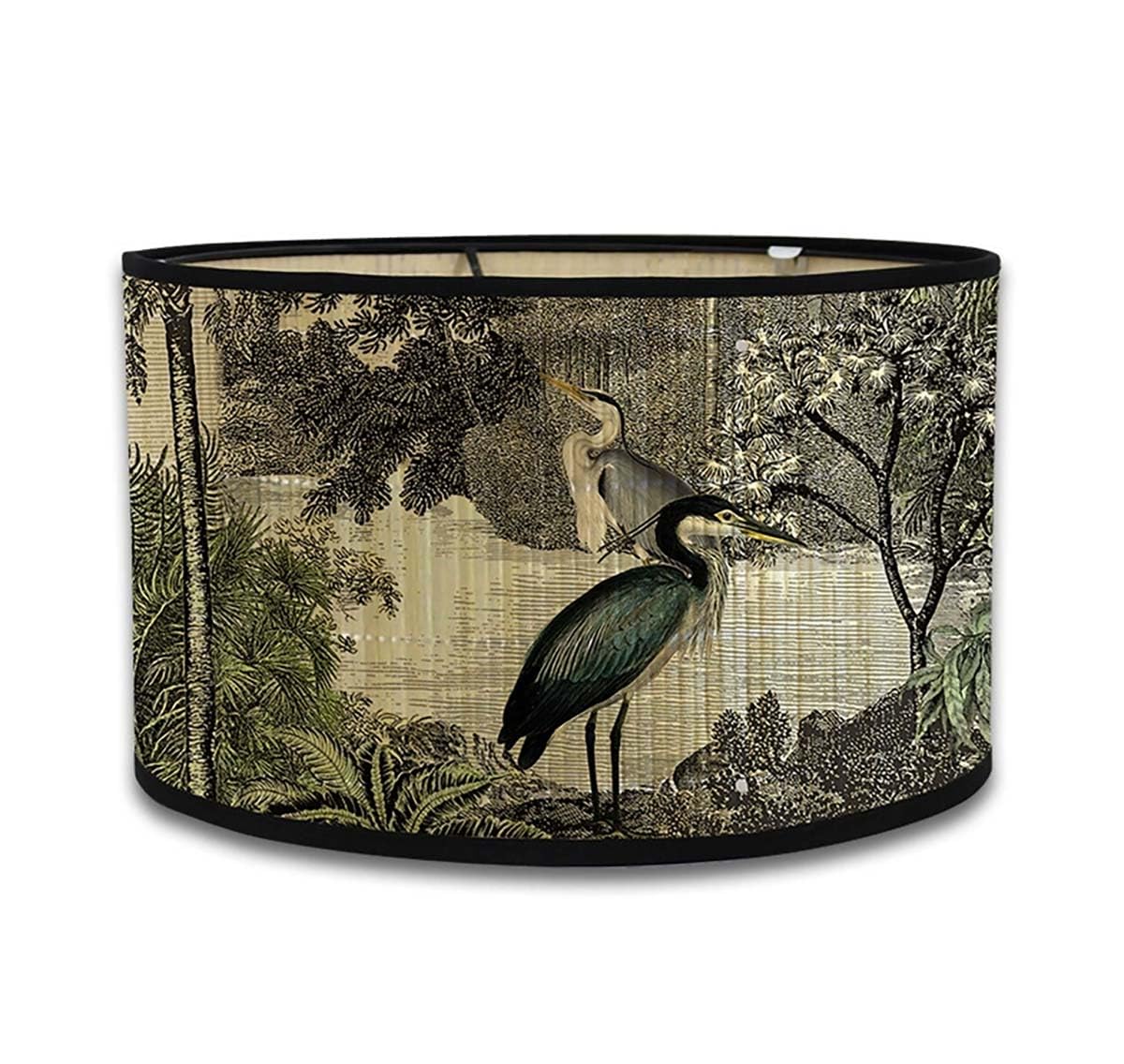 Tebeu88 Style 1 Retro Bamboo Lampshade, Round Drum Shaped Lampshade For Tables Or Chandeliers, Suitable For Simple Ceiling Chandeliers (Style 1)