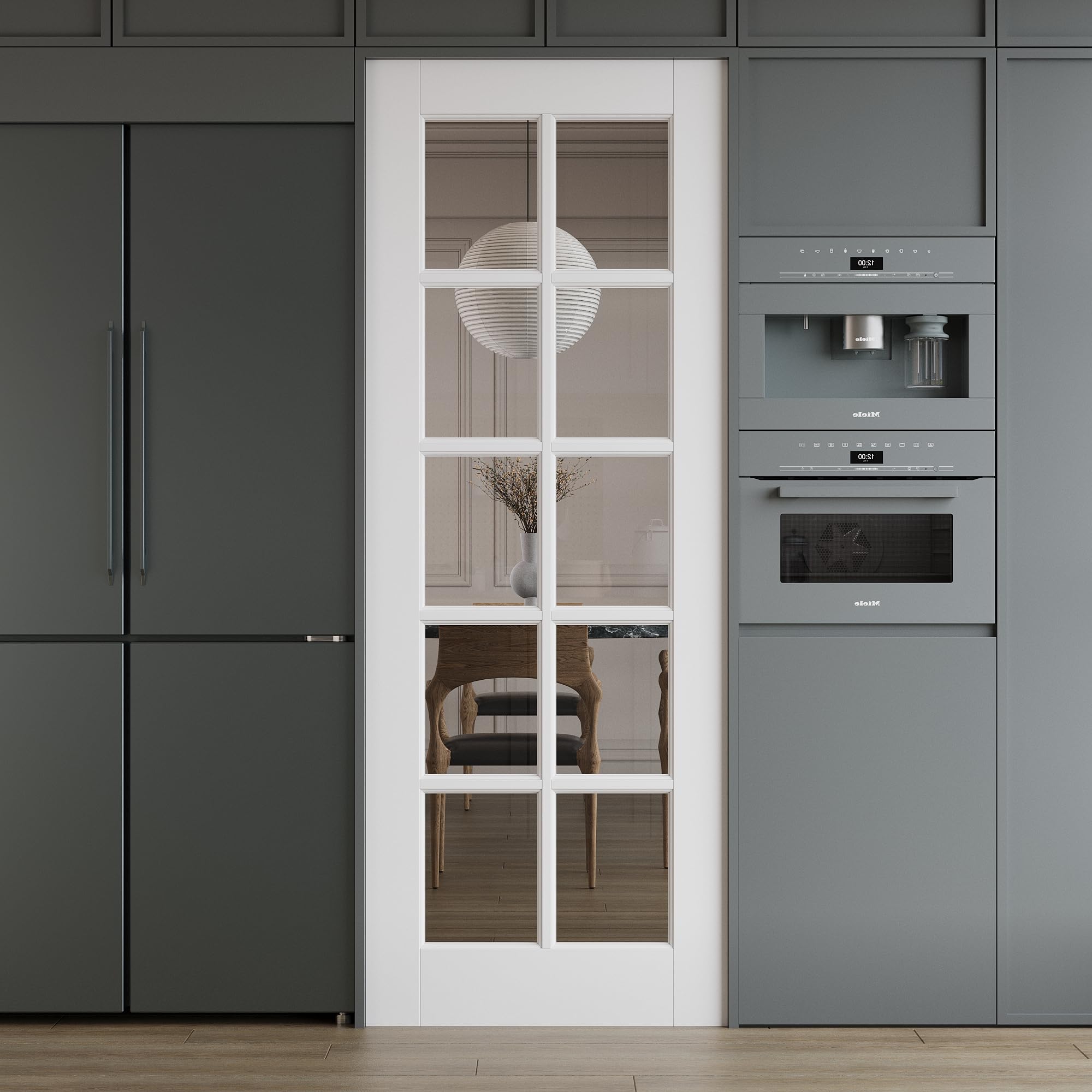 WINSTELLAR 10-lite Prebuilt Interior Clear Glass Door Slab, Paintable Interior Doors for Home, Bedroom, Pantry, Laundry as Prehung, Pocket, Barn, French Doors, White Door Panel
