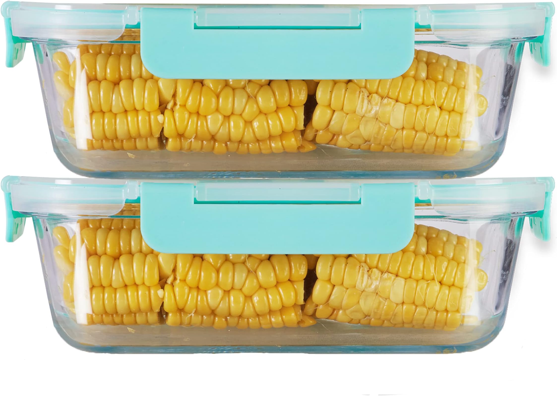 Allo Borosilicate Glass FoodSafe Rectangle Oven Safe Microwave Safe, Leak Proof Food Storage Container with Break Free Detachable Lock, Transparent, 1040ml - Set of 2