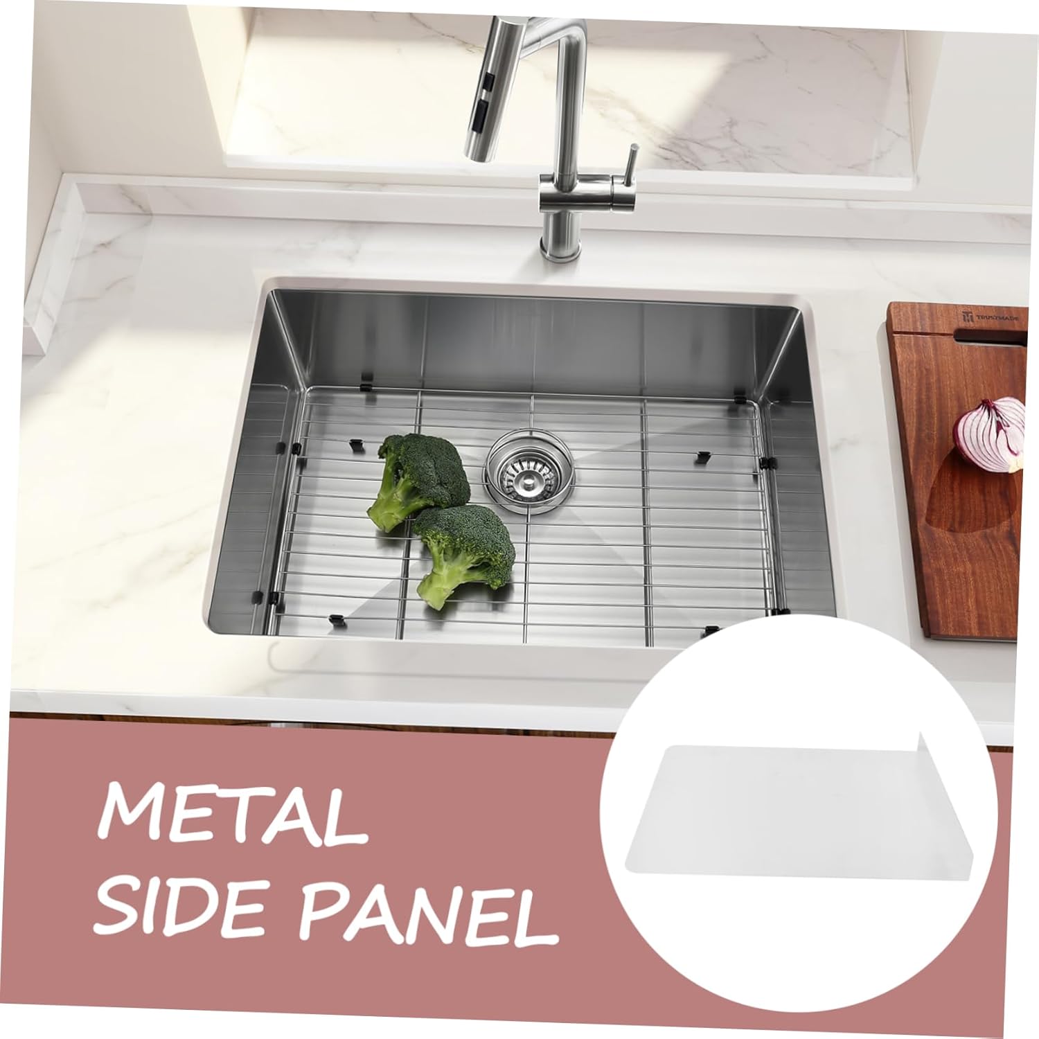 2pcs Wall-mounted Sink Splash Guard Kitchen Sink Splatter Guard Stainless Steel Easy to Install Clean