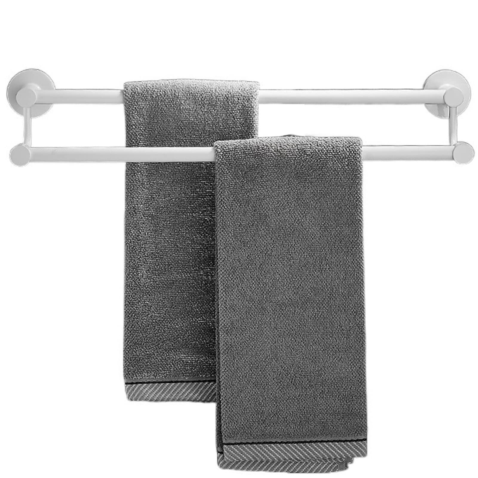 Portasciugamani Doppio Bianco, Portasciugamani Rotondo, Portasciugamani in Acciaio Inossidabile, Porta Asciugamani Fissato a Parete con Viti per Ferramenta per Bagno e Cucina (Size : 60cm)