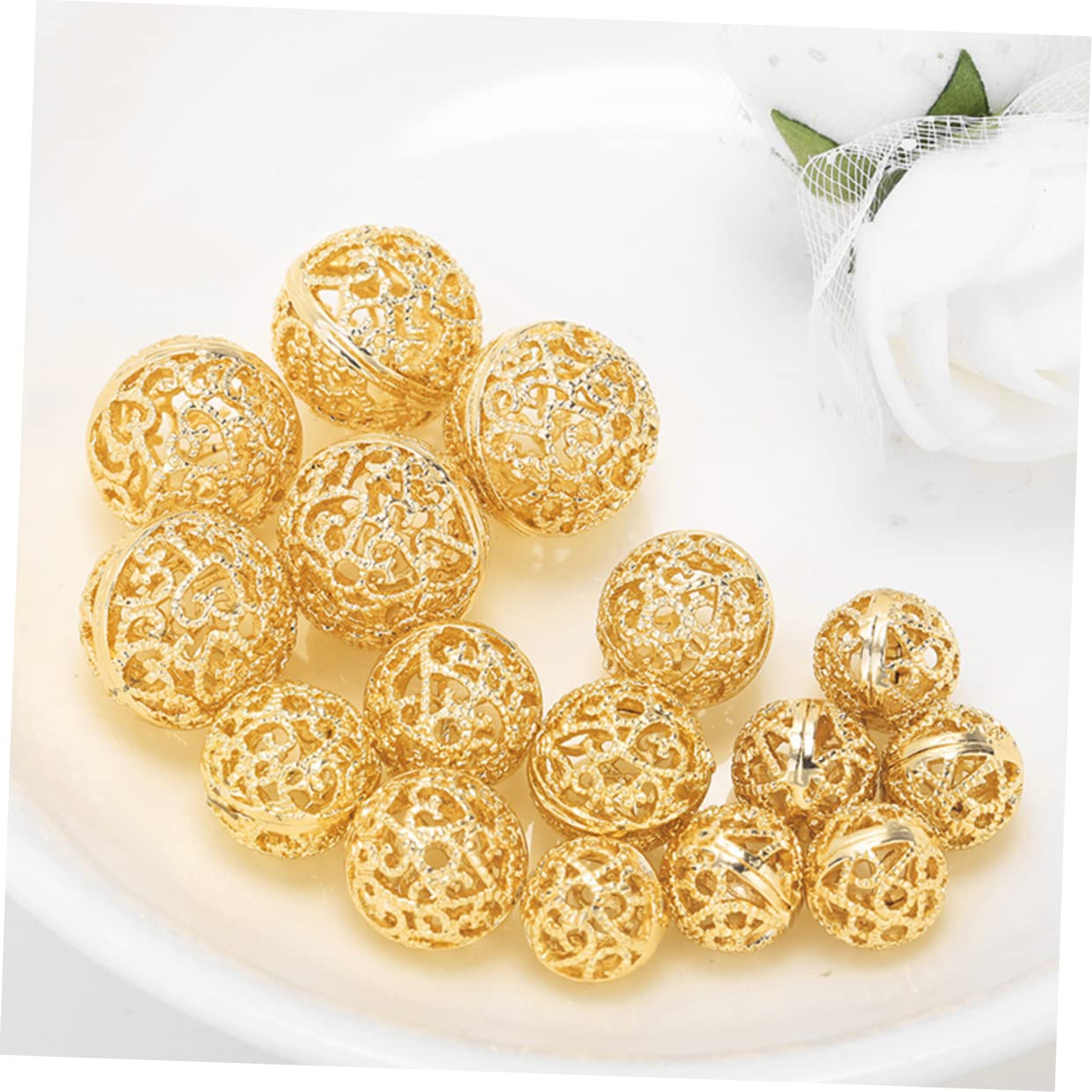 SHINEOFI 2 Juegos de Cuentas Huecas para Hacer Pulseras Cuentas Espaciadoras Redondas de 12 Mm Suministros para Hacer Joyas 10 Unidades