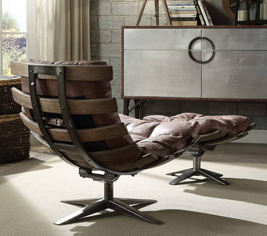 Amazon.com: ACME Gandy 2Pc Pack Chair & Ottoman - Retro