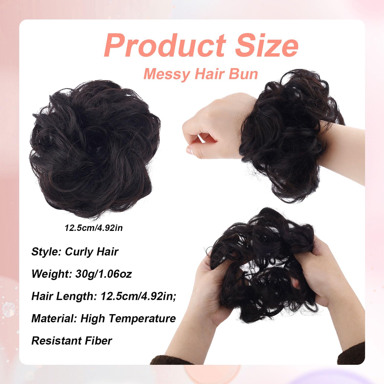 Bun Hair Piece, Messy Wavy Curly Wig Scrunchie - Image 2