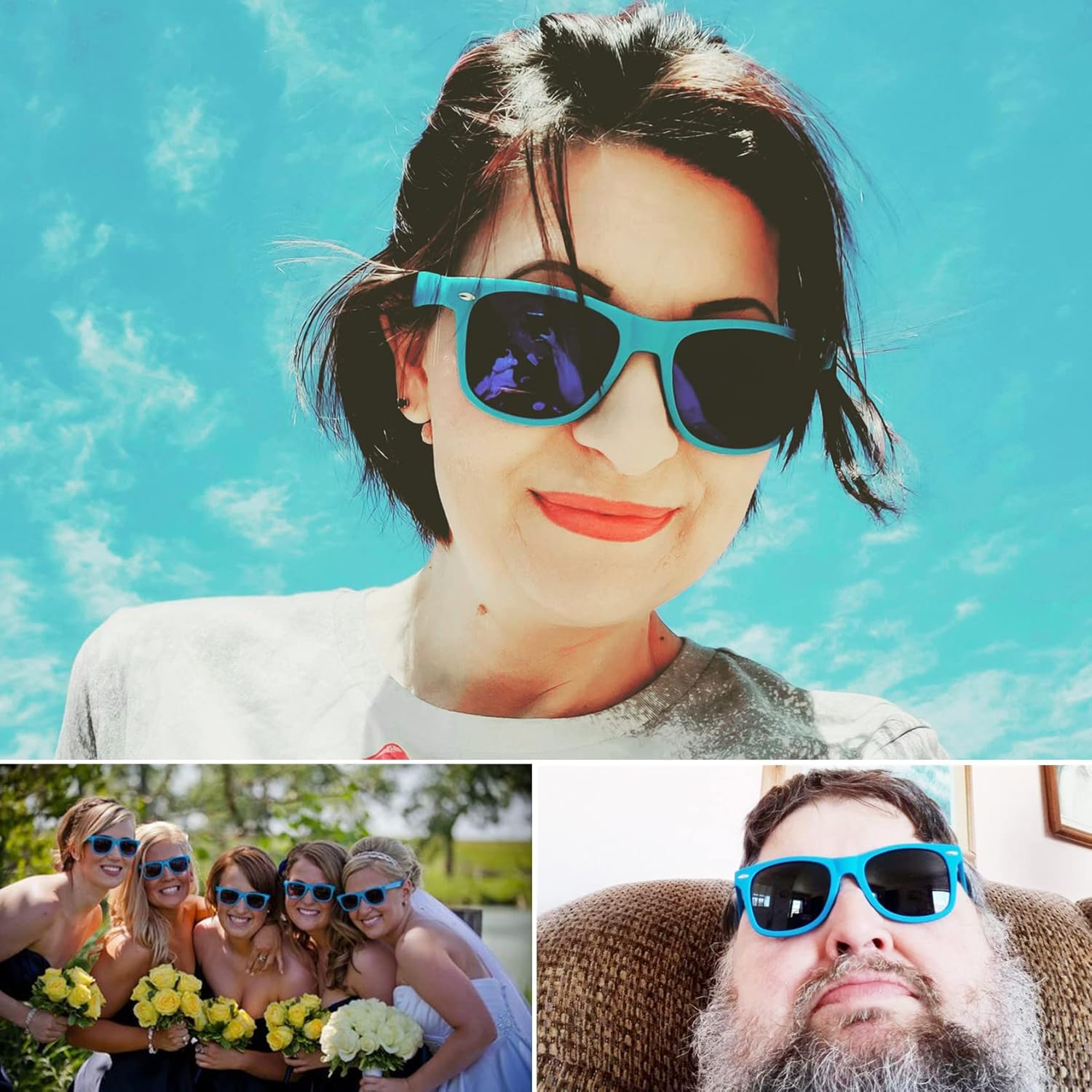 Fsmiling Mens Sunglasses Bulk Classic Sunglasses Pack Cheap Shades Glasses Cool Eyewear Set for Women-15Pack,Blue - Image 6