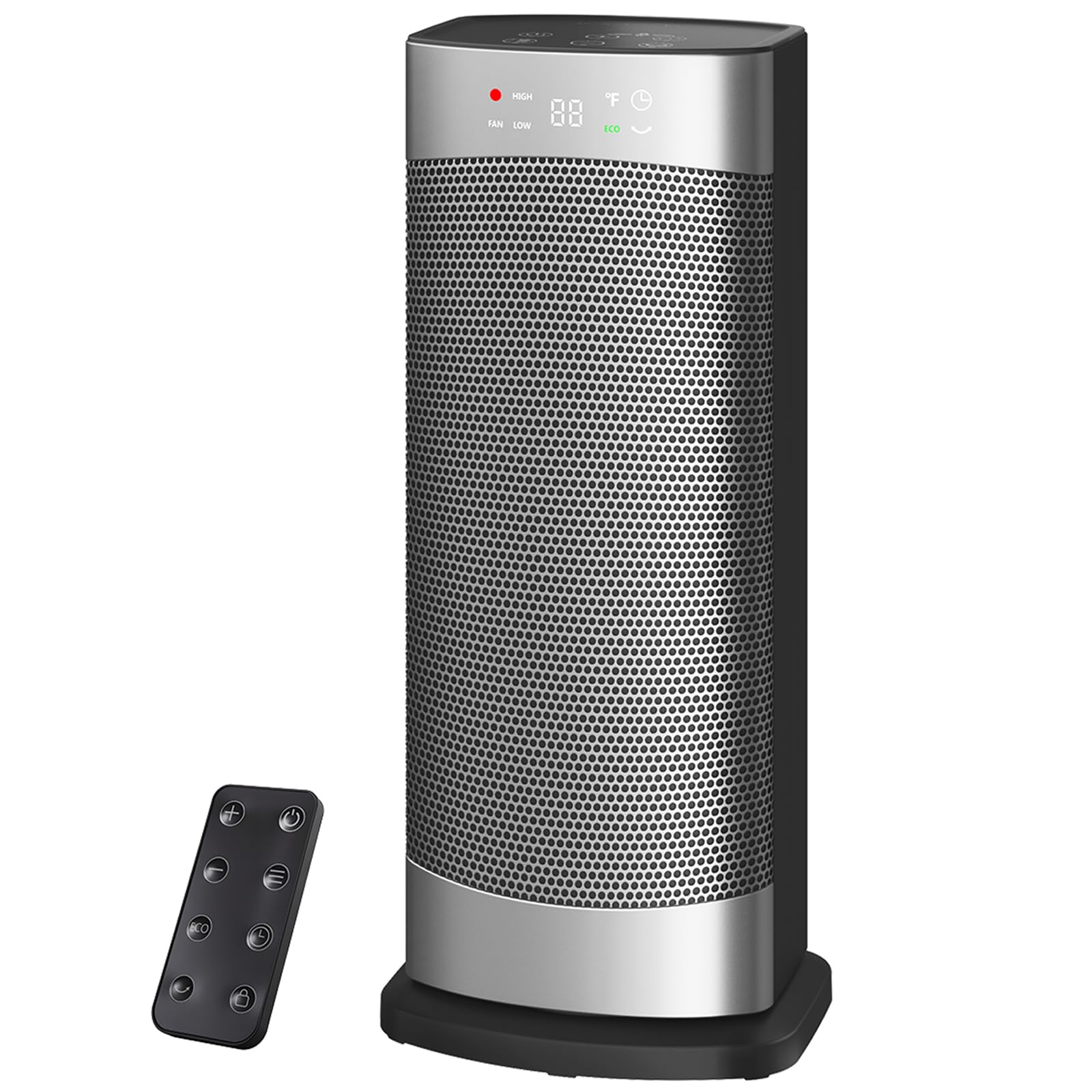 Heizlüfter Energiesparend, 1500W Heizung Elektrisch mit Thermostat, 70° Oszillierend Elektroheizung, PTC Keramik Heizlüfter Leise, ECO-Modus, 24-Std-Timer, Überhitzungs- & Kippschutz, 41 CM