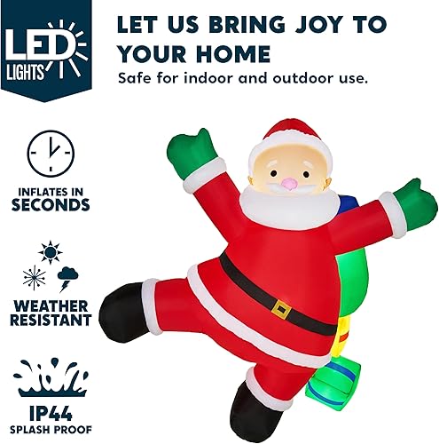 Miniatura 3 de Joiedomi Papá Noel inflable de Navidad de 6 pies de alto con bolsas de regalo, decoraciones colgantes de Navidad al aire libre con LED integrados