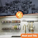 Spice Rack Wall Mounted 4 Pack, Black,For Spice Jars & Seasonings | 4 Removalble Hooks,Screw or Adhesive Hanging, Space-Saving,For Kitchen Cabinet, Pantry Door,Stove,RV Use,11.41x2.75x2.75in