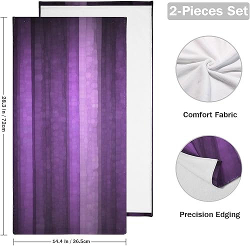 Miniatura 2 de AIYOOLER Juego de 2 toallas de mano a rayas moradas para baño, con textura abstracta de vidrio, modernas, elegantes, arte morado neón, suaves,
