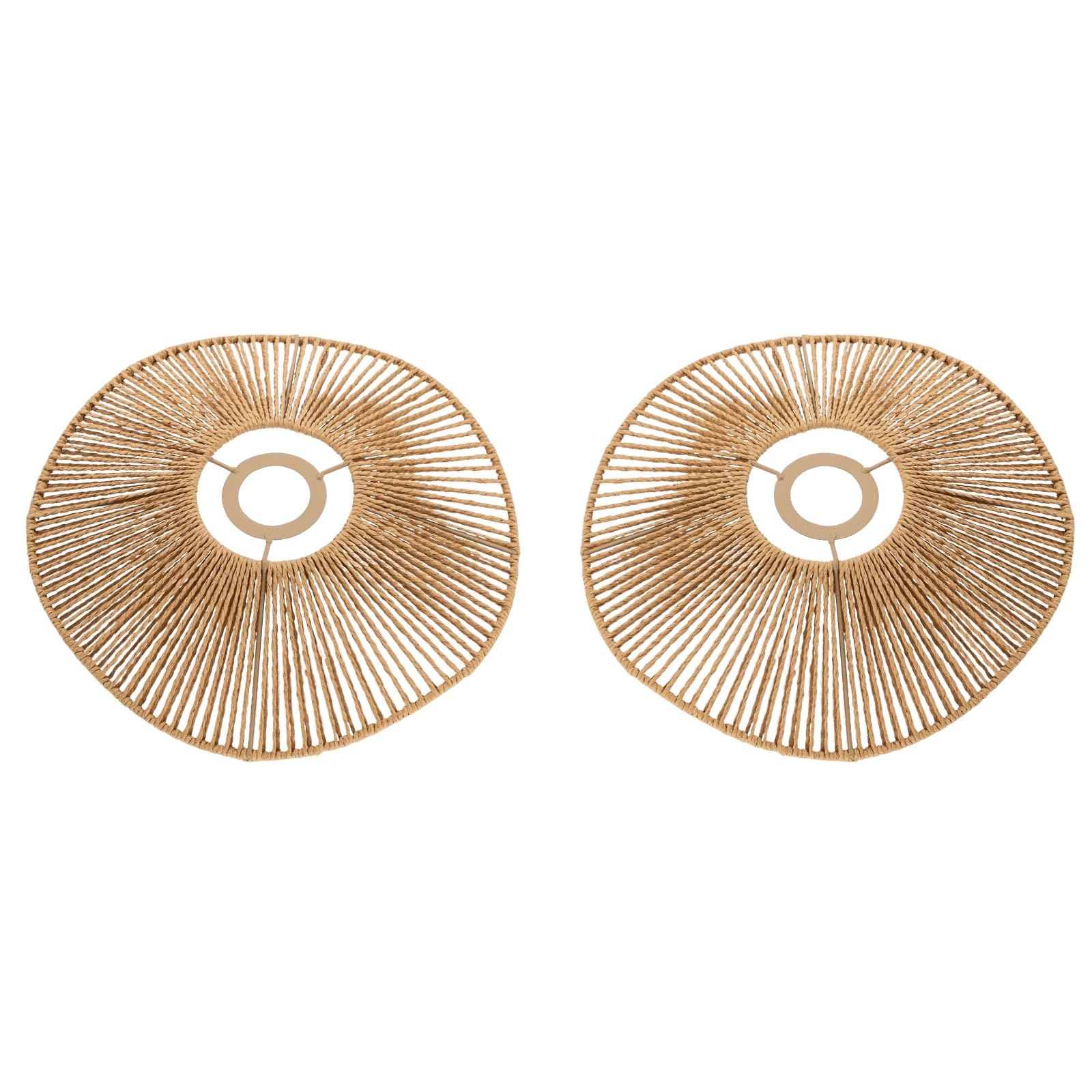 Abat-jour en rotin tressé, 2 pièces, abat-jour rond en rotin pour lustre, couvre-lampe pour salle à manger