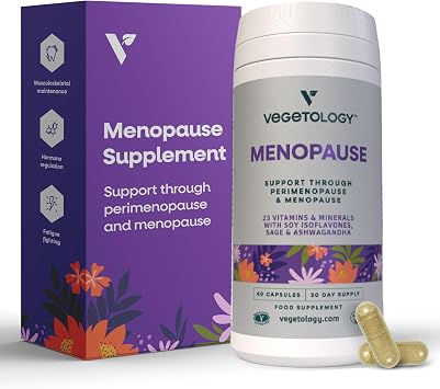 VEGETOLOGY Vegan Menopause Supplements 60 Capsules Perimenopause and Menopause Vitamins Womens Supplements Perimenopause Supplements for Women Food Supplement Menopause Support