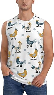 Farm Roosters for Men's Muscle T-Shirt,Sleeveless for Workout Running Athletic Gym Lounge Casual