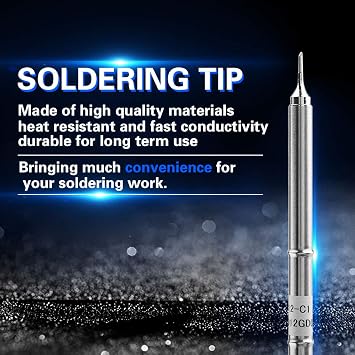 LiebeWH T12 Soldering Iron Tips, Fast Heating Replacement Tip Kit for Rework Station Electronics Repair Oxygen Copper C1 Shape 200C to 480C 75W(T12-C1)