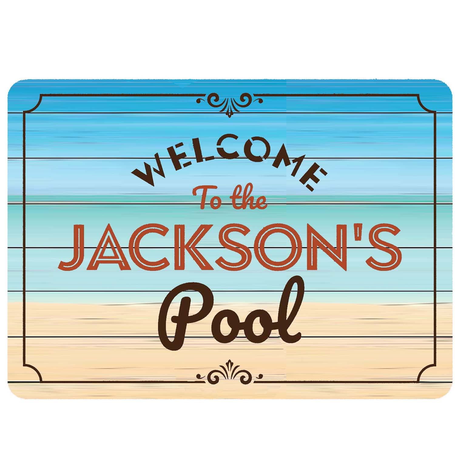 Personalized Pool Signs and Decor Welcome to Our Family Pool Signs Swimming Pool Decoration Outdoor Pool Wall Signs for Home Decor
