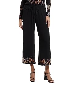 Johnny was Womens Mixed Media Wide Leg Pants- Gineva