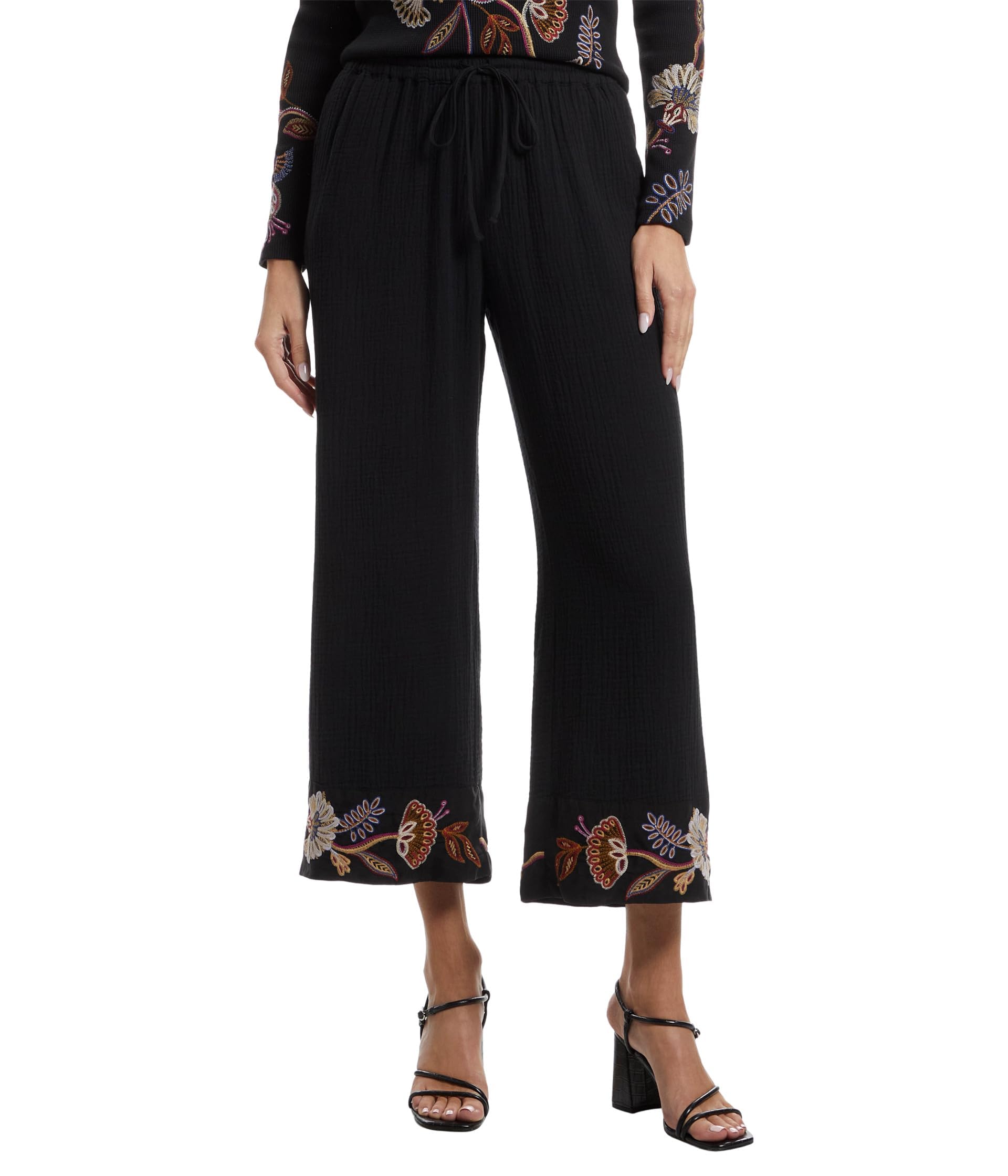 Johnny was Womens Mixed Media Wide Leg Pants- Gineva
