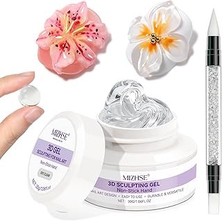 MIZHSE 30g 3D Gel Nail Art Clear Sculpting Gel Non-Sticky Molding Gels for Nails Sculpting U V LED Soak Off Gels Polish with Nail Art Pen Nail Design Home Manicure