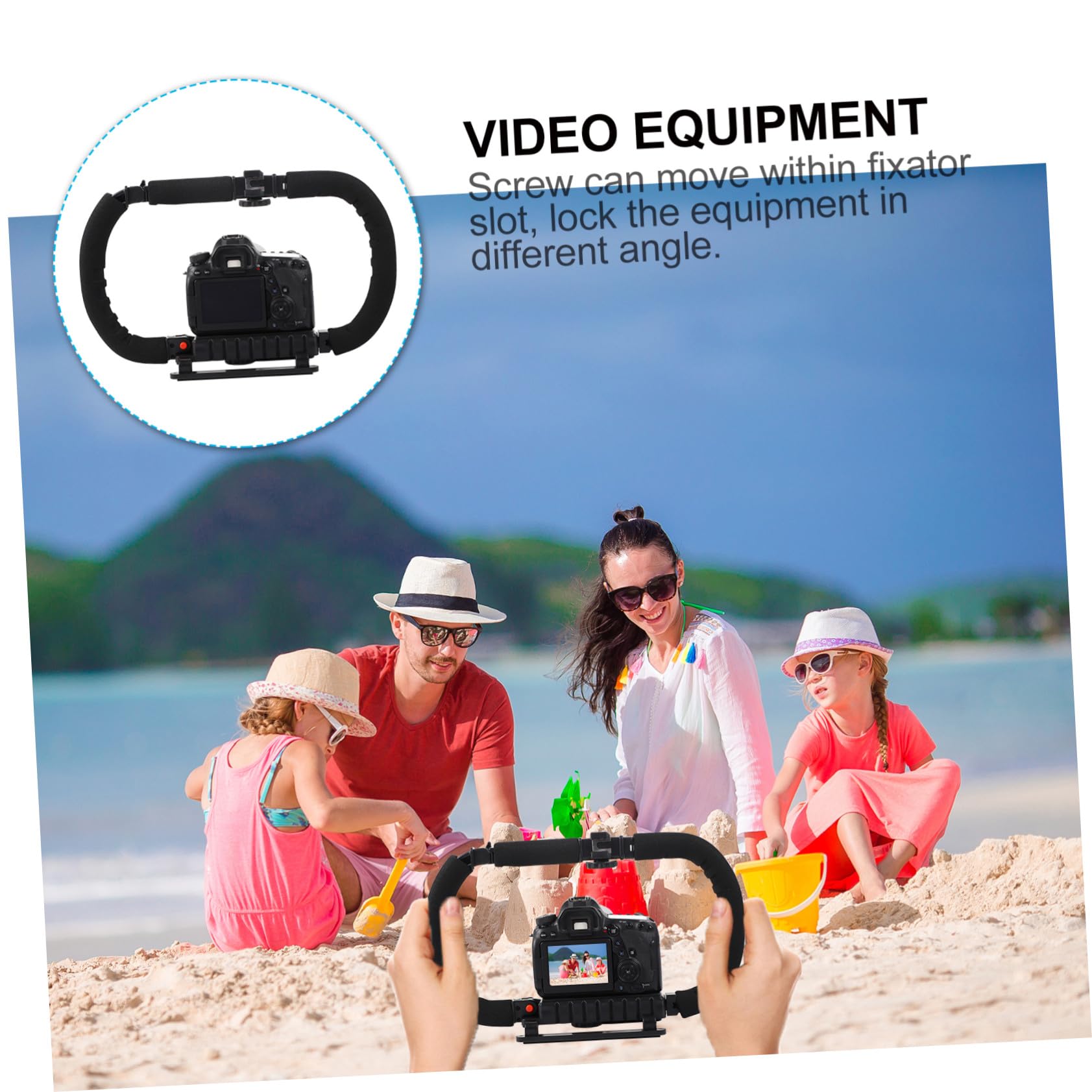 Estabilizador de Cámara DSLR Soporte Lateral Negro, Bloqueo de Ángulo y 3 Zapatas Calientes, Compatible Videocámaras y Teléfonos Móviles para Grabación Profesional