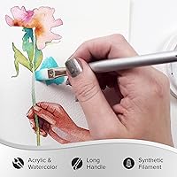 Vista 3 de Silver Brush Limited 15014 Silverwhite - Cepillo plano, acuarela, acrílicos, gouache o pincel de aceite, tamaño 4, mango largo
