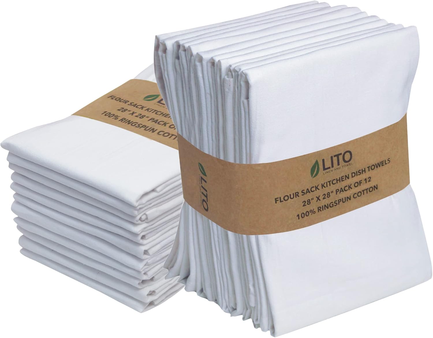 LITO LINEN AND TOWEL Flour Sack Dish Towels 70x70 centimetre 12