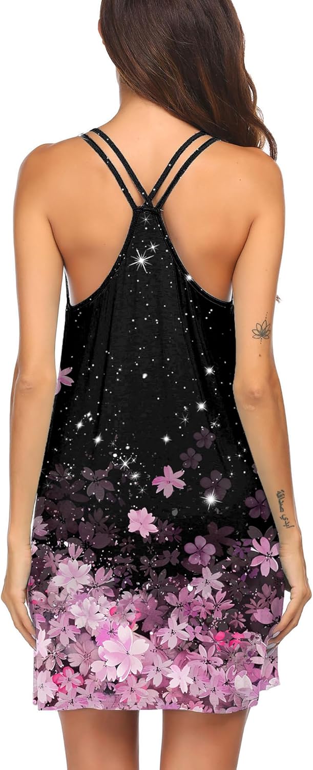 Ekouaer Women's V Neck Sleeveless Nightgown - Image 4