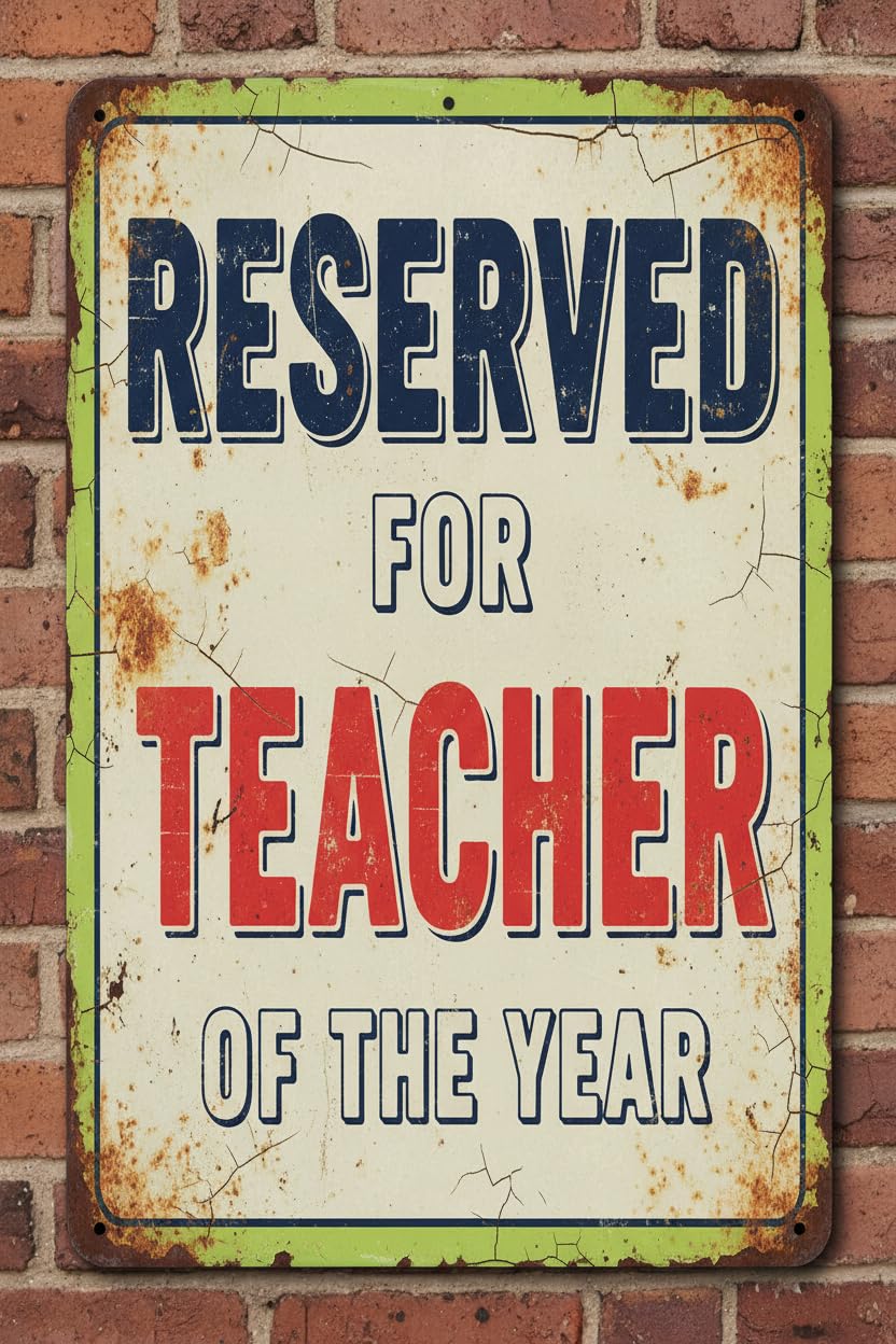 Reserved For Teacher Of The Year Tin Sign, 8x12 Inch