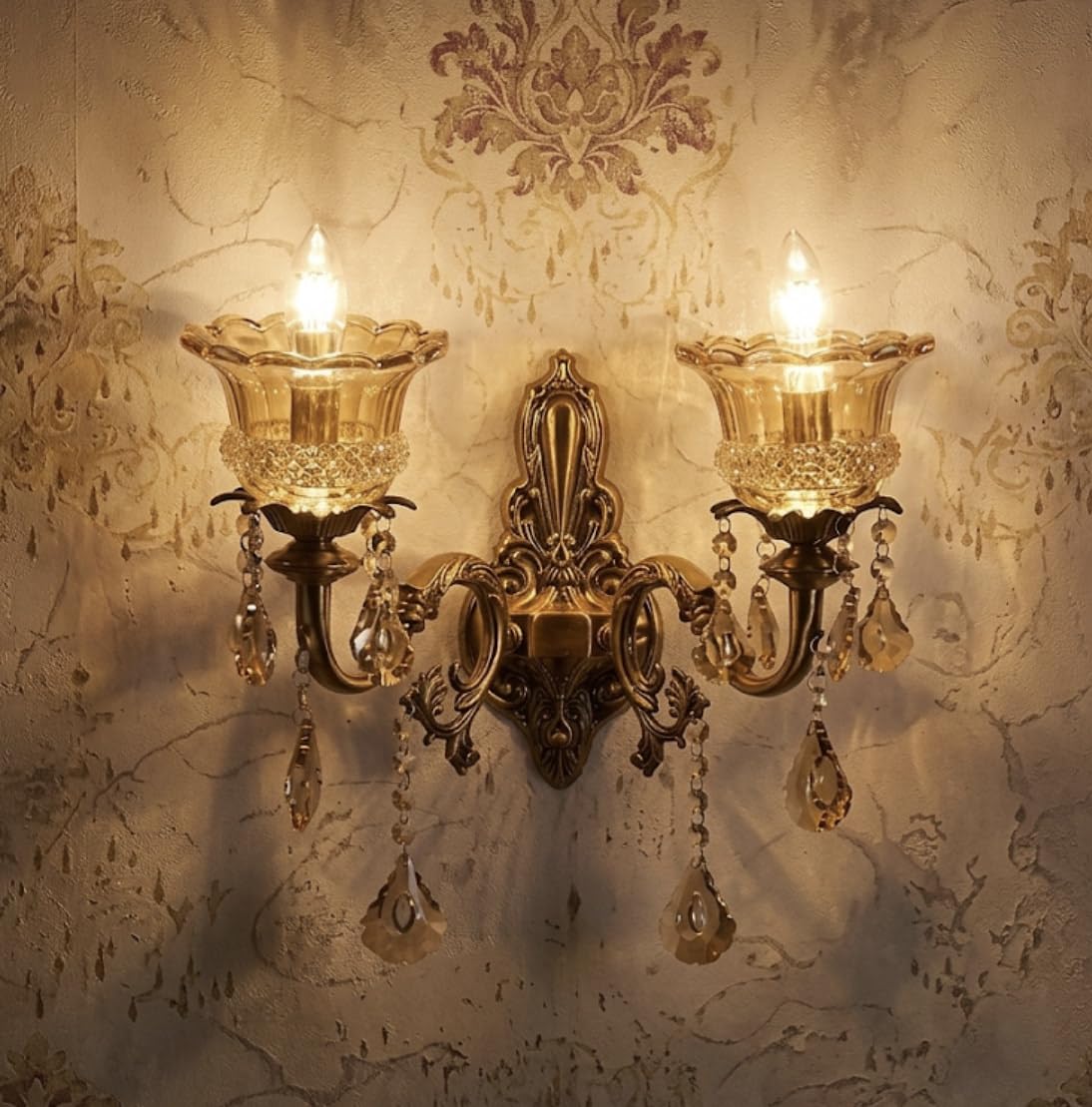 Modern Wall Lamps - Double Crystal Sconce -1