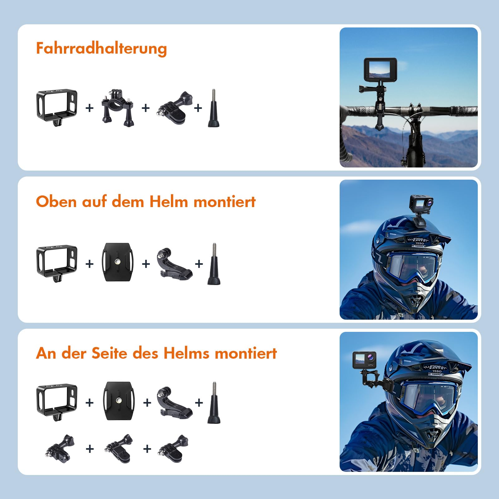 XTU S6 Action Cam 4K WiFi – Action Kamera mit 4K/30FPS, 20MP, EIS Bildstabilisierung, 170° Weitwinkel, Unterwasserkamera 40m, Touchscreen Actionkamera für Motorrad, Fahrrad & Outdoor
