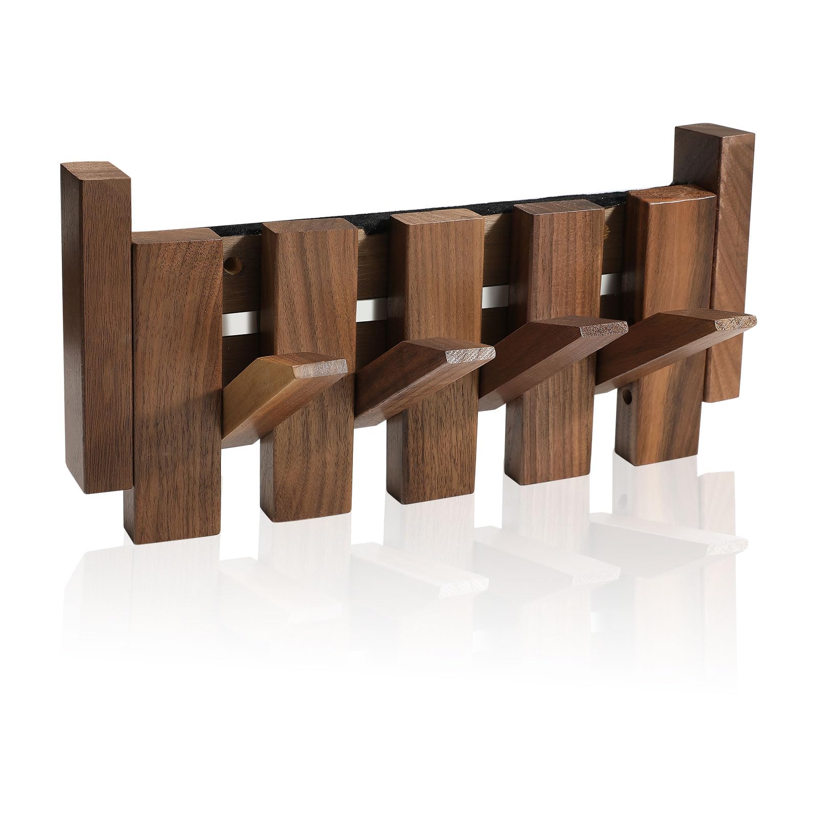 Evionlin Wooden Coat Rack Hanger Wall Mount with 4 Hooks Wall Mounted Coat Rack Coat Rack Wall Mount Made of Walnut Wood