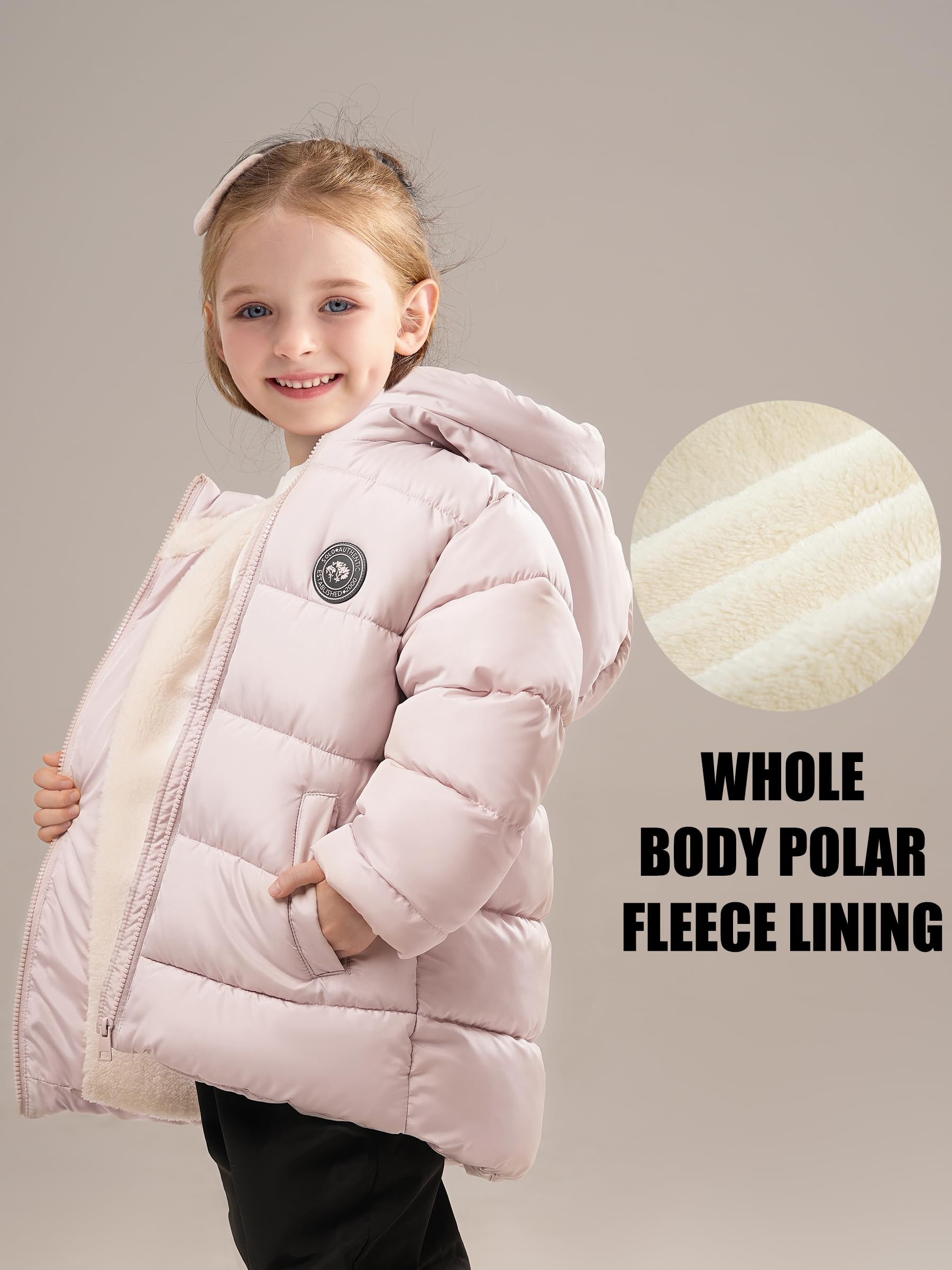 maoo garden Doudoune Hiver Fille 100-128cm - Manteau léger imperméable à doublure polaire