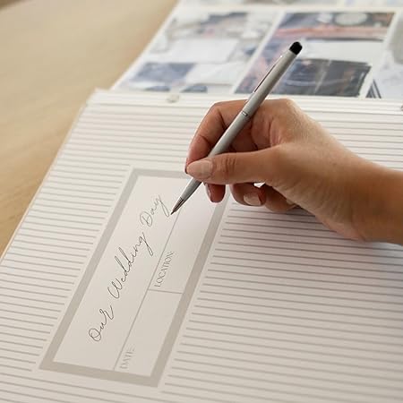 Wedding Photo Album 4x6 Pictures & Custom 2025 Year - Large Picture Scrapbook with 400 Pockets for Horizontal & Vertical Photos - Linen Photo Album Book for Personalized Wedding Day Memory Keepsake