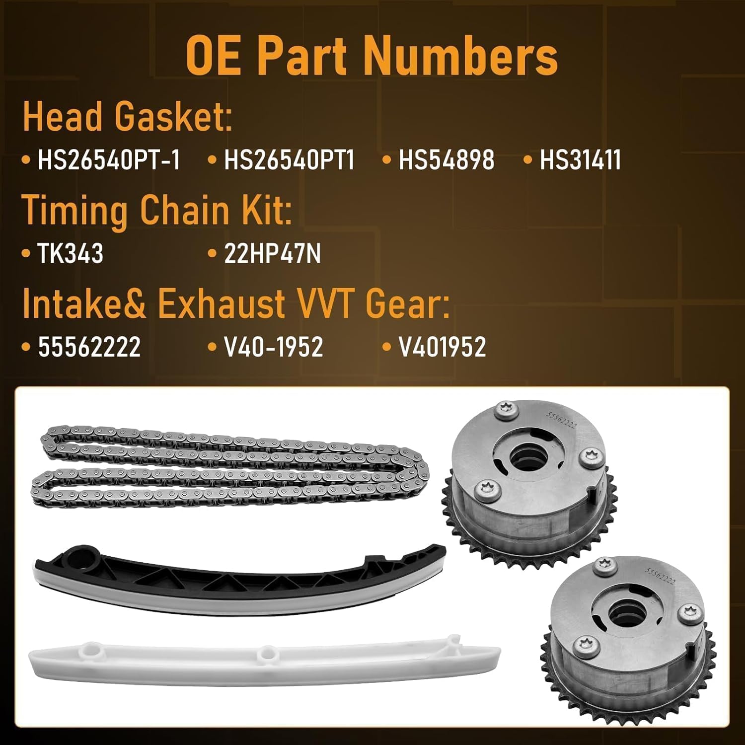 1.4 Timing Chain Kit for Chevy Cruze Trax Sonic 2011-2016 for Buick Encore 1.4L 2013-2016 Timing Chain with Intake/Exhaust VVT Gears & Head Gasket Set Replace HS54898 HS26540PT-1