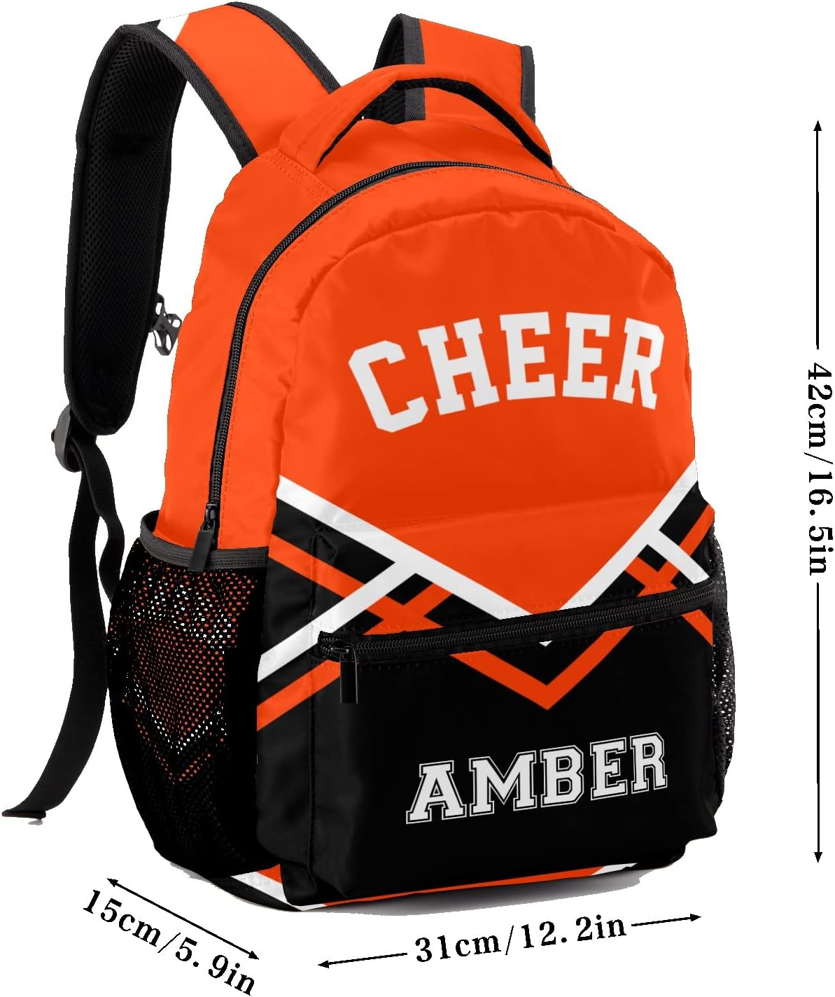 Personalized Cheerleaders Black Orange Backpack Causual Shoulder Bags for Women Men Gift