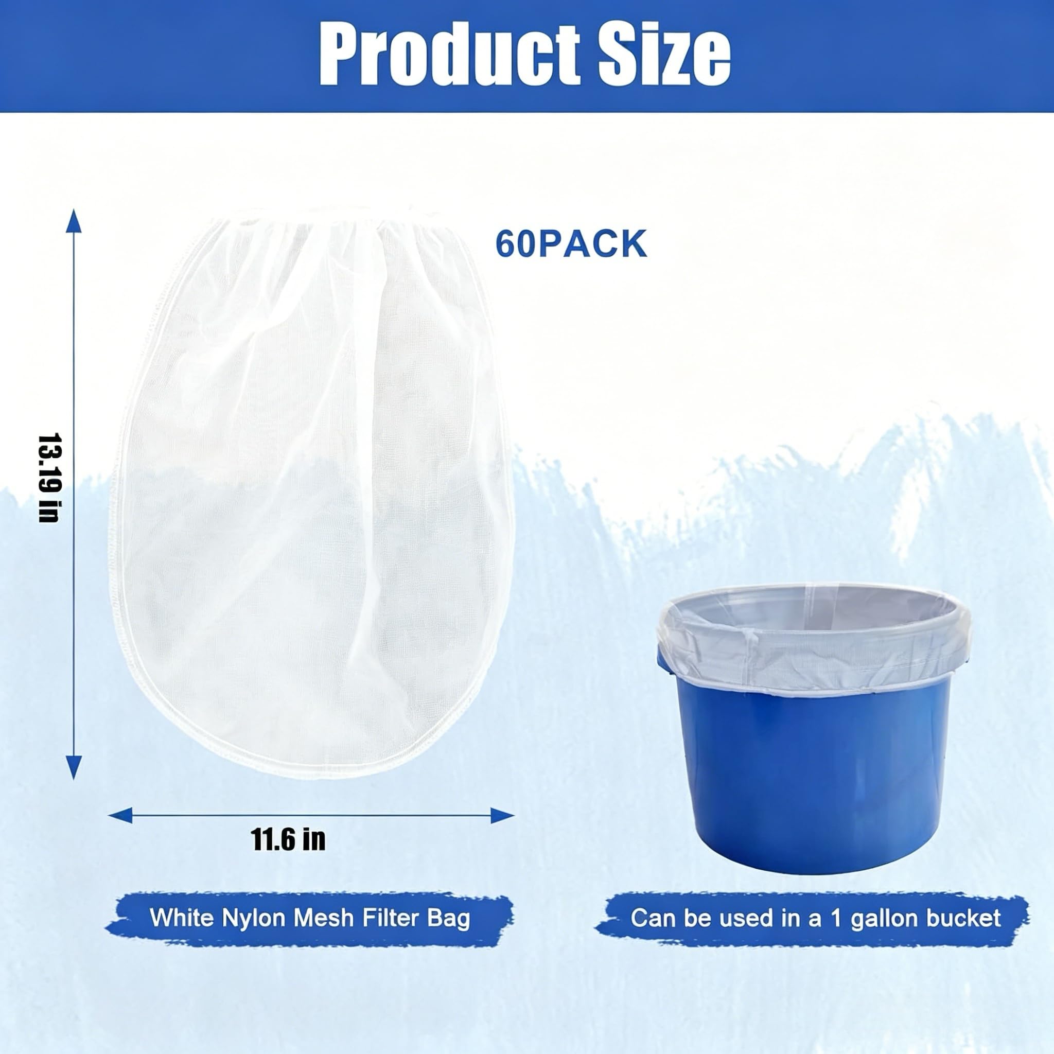 Paint Strainer Bags - 60 Pack Fine Mesh Filter -2