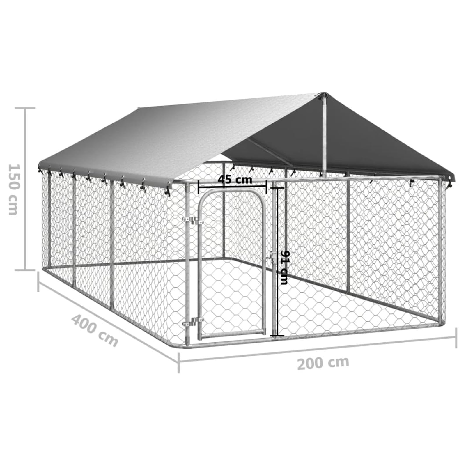 GuyAna Perrera de Exterior con tejado 400x200x150 cm Valla para Perros perreras Exteriores perreras Exteriores para Perros