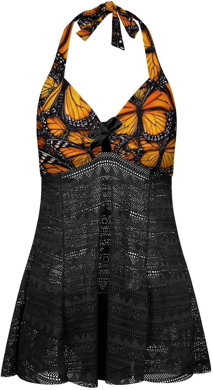 Two Piece Swimsuit for All Women, Backless V Neck Monokini Bathing Suit