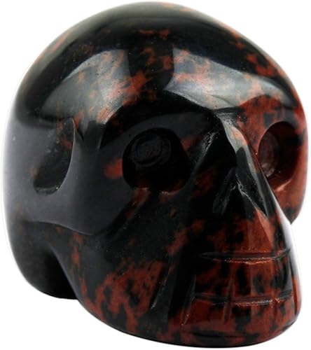 Miniatura 2 de Rockcloud Estatua de calavera humana de Reiki de cristal curativo, esculturas mahagony obsidiana de 1 pulgada