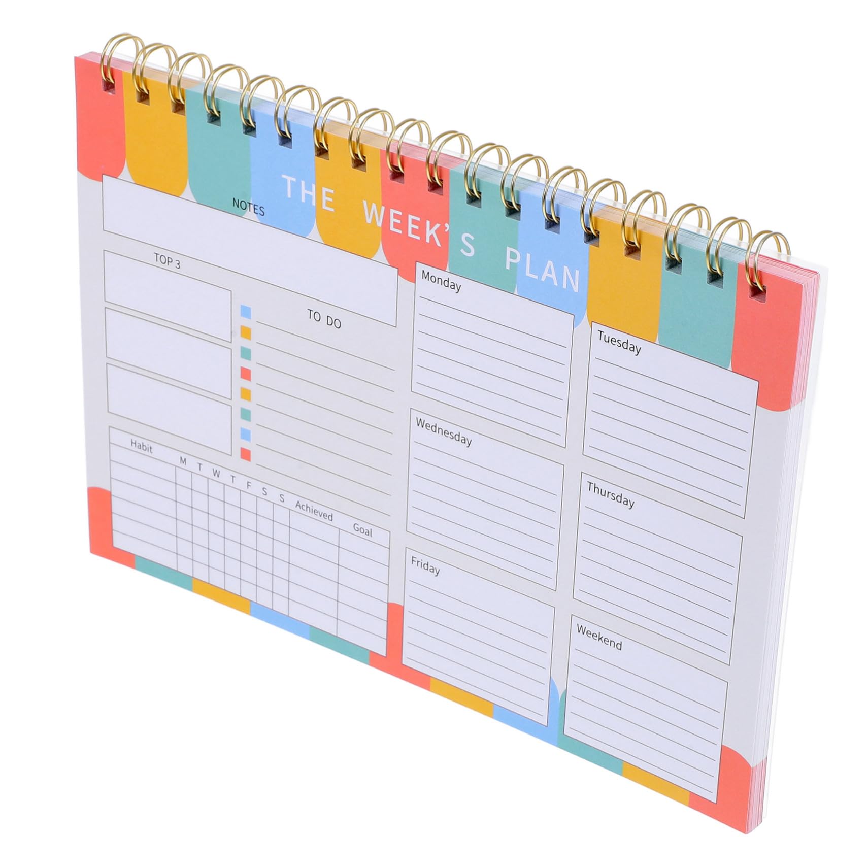 4 Piezas Planificador Semanal sin Fecha con Robusta y Encuadernación Doble Cuaderno Organizador para Tareas y Horarios para Oficina y Escuela de Notas Espacio para Escribir