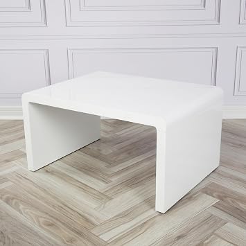 Charles Jacobs White High Gloss Rectangular Coffee Table - Modern Home Minimalist Living Room - 80cm